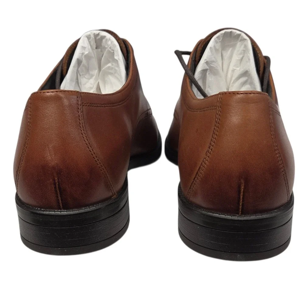 Cole Haan Cap Toe Oxford Dress Shoes Mens 8 Brown British Tan Leather Modern NEW